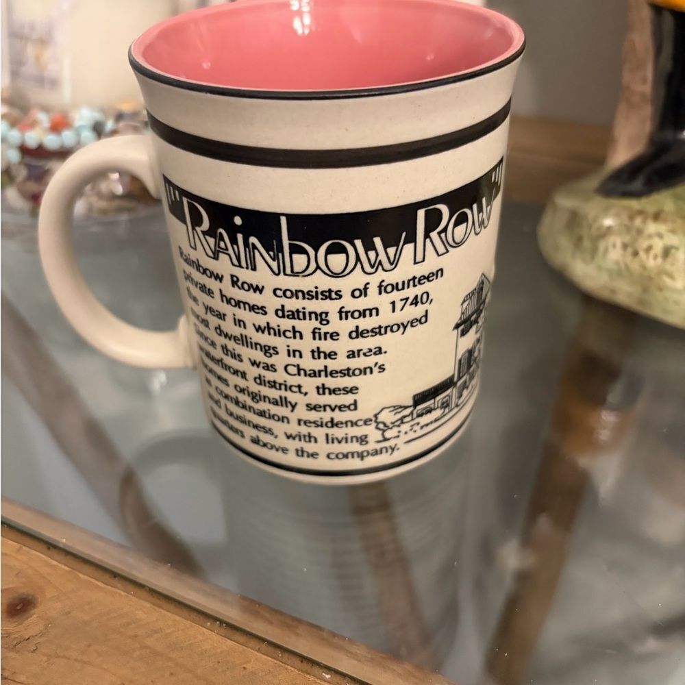Rainbow Row Charleston SC Mug with Pink Interior.